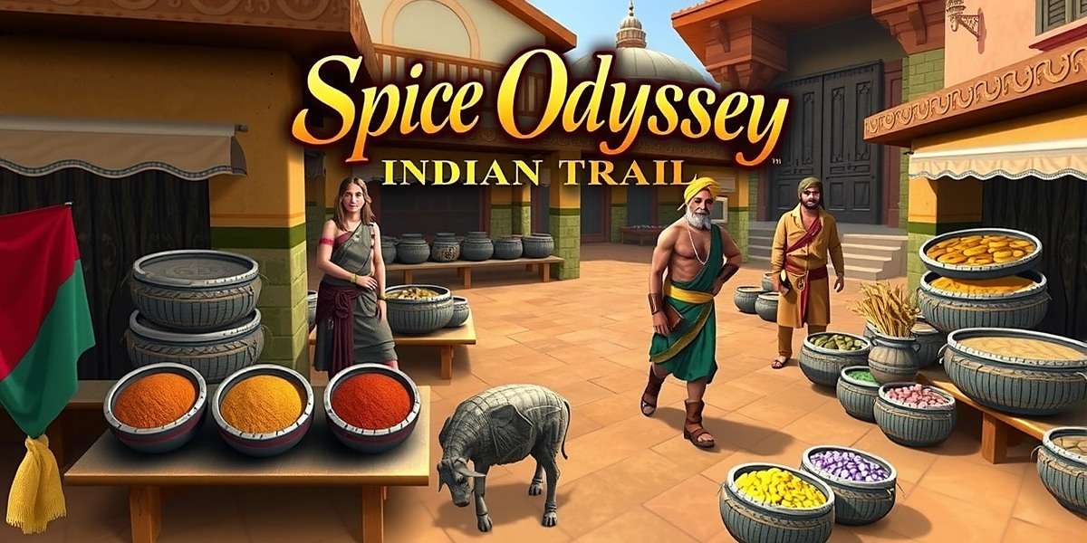 Spice Odyssey Indian Trail Market Scene Spice Odyssey Indian Trail gameplay showing a traditional Indian market with various spices and traders